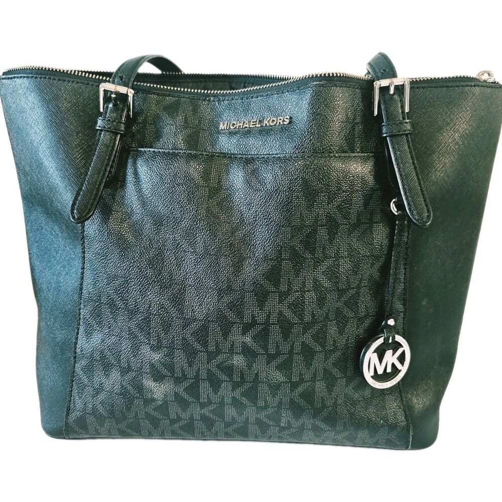 Michael Kors Large Black Pebbled Leather Shoulder Bag & Charm